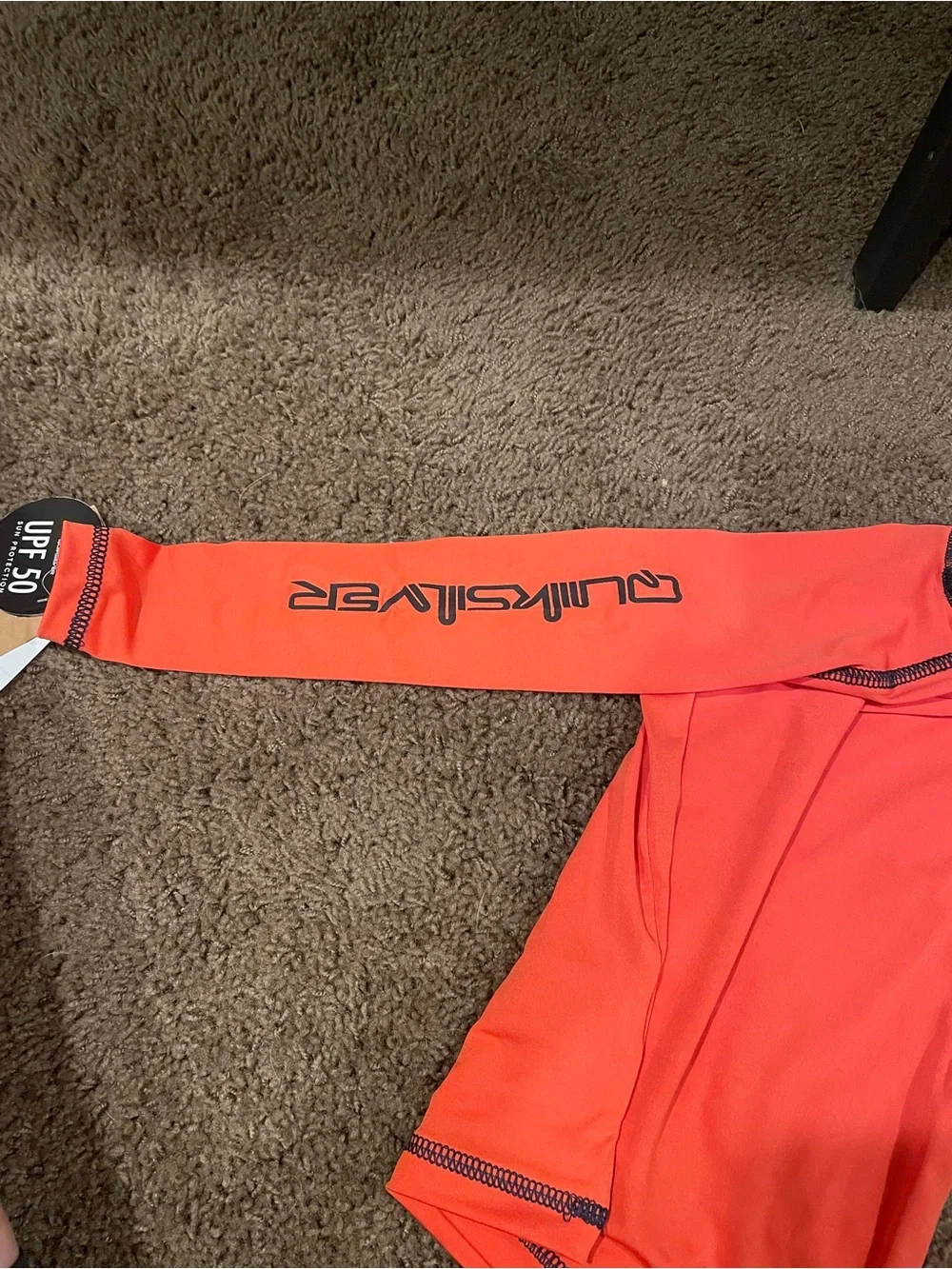 NWT - Quiksilver Kids' Orange Rash Guard & Striped Boardshort Set